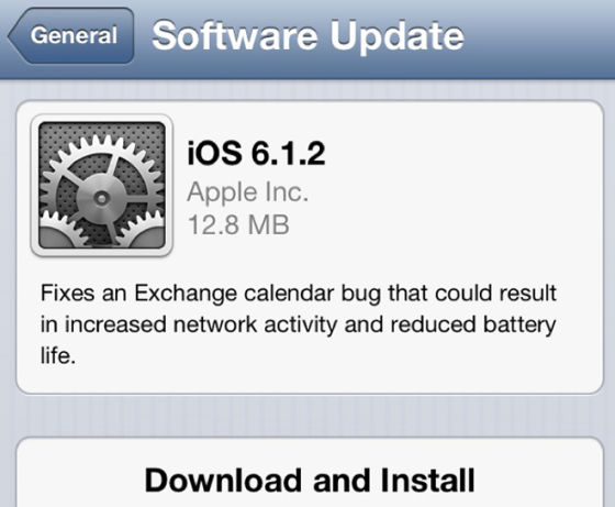 蘋果推送iOS 6.1.2更新